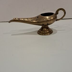 Solid Brass Vtg Aladdin's Lamp Incense Burner